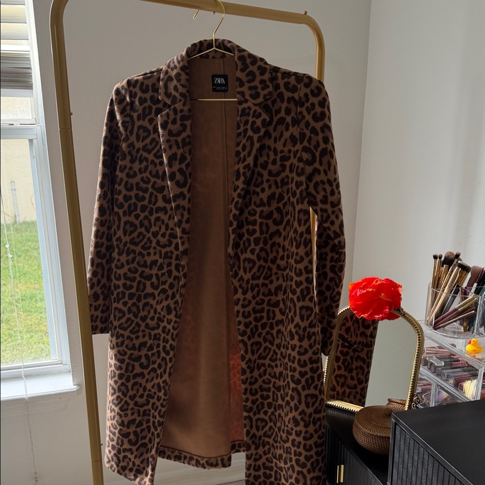 Zara Leopard Print Trench Coat